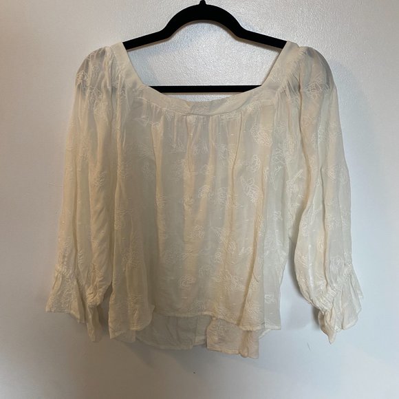 NWOT BB Dakota Canyon Sunrise White Boho Blouse, S/M - Picture 3 of 6